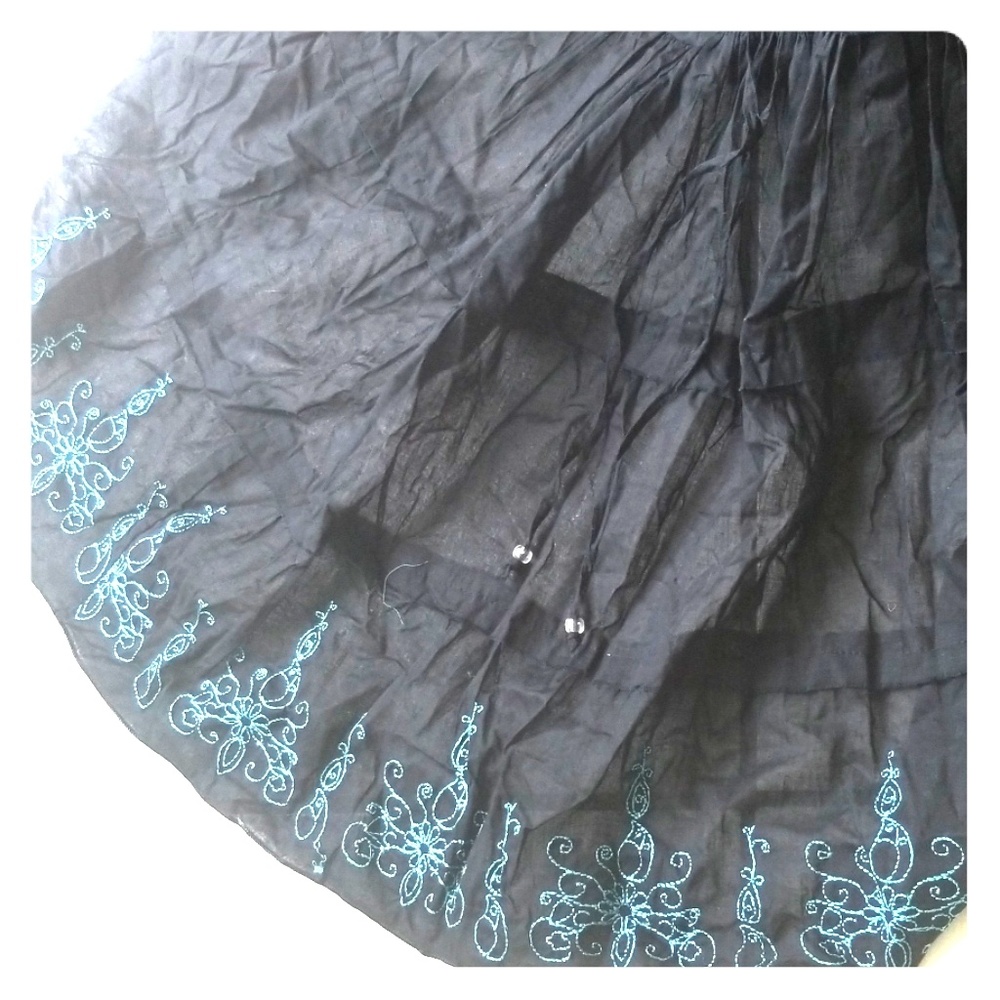 Black Western Skirt w/Blue Embroidery